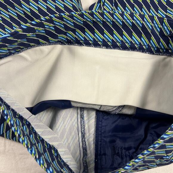 EPNY Golf Tricolor Dash Diagonal Shorts Inky Blue Multi Fitted Stretch Size M - Picture 8 of 12